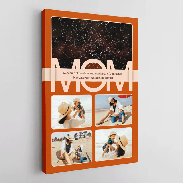 Mom Star Map Photo Collage Canvas Print Custom 4 Pictures