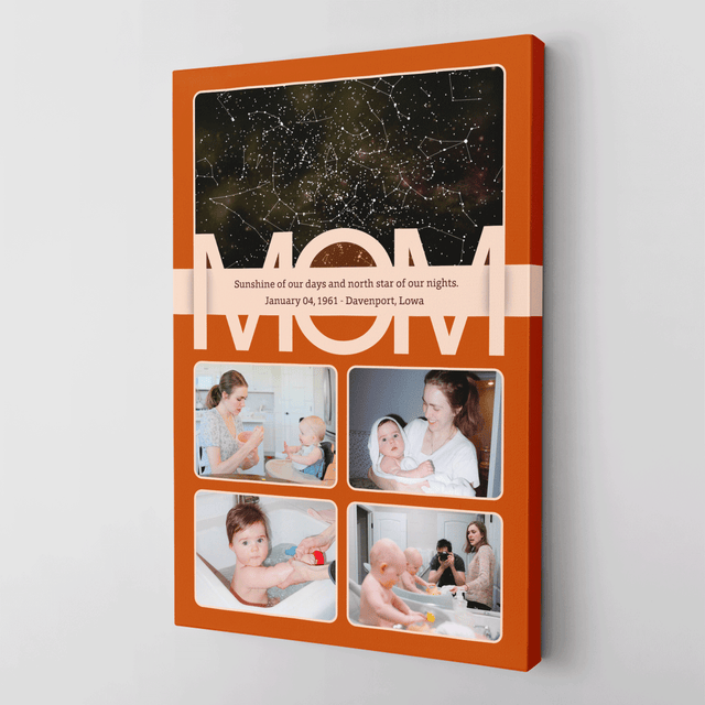 Mom Star Map Photo Collage Canvas Print Custom 4 Pictures