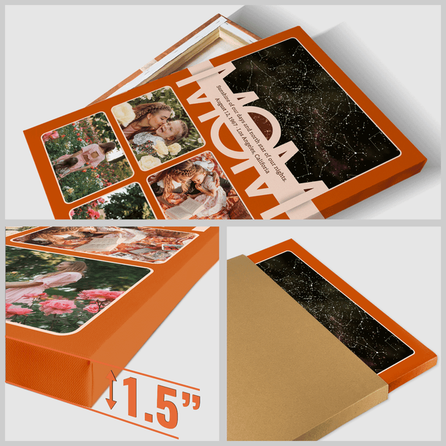 Mom Star Map Photo Collage Canvas Print Custom 4 Pictures