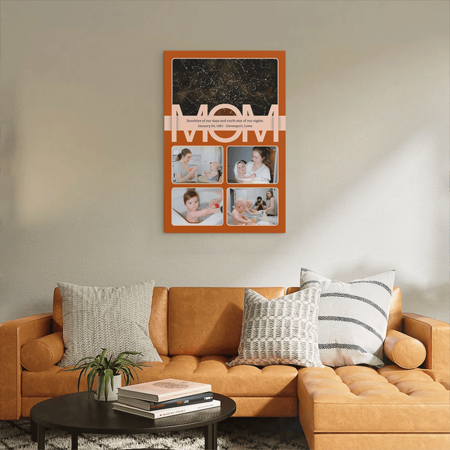 Mom Star Map Photo Collage Canvas Print Custom 4 Pictures