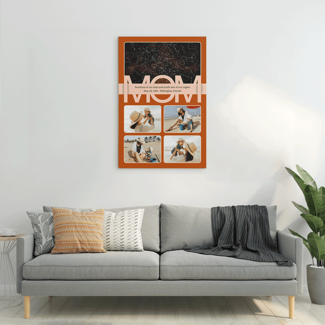 Mom Star Map Photo Collage Canvas Print Custom 4 Pictures
