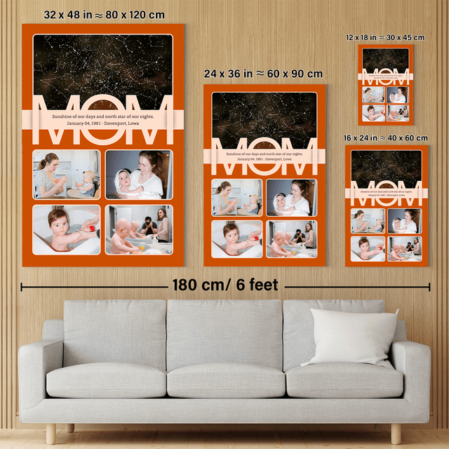 Mom Star Map Photo Collage Canvas Print Custom 4 Pictures