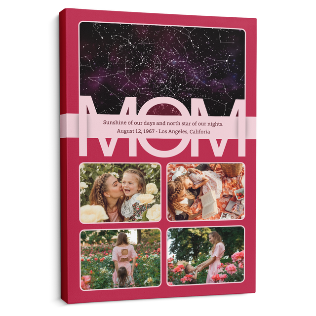 Mom Star Map Photo Collage Canvas Print Custom 4 Pictures