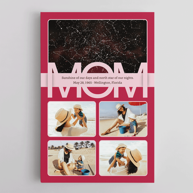 Mom Star Map Photo Collage Canvas Print Custom 4 Pictures
