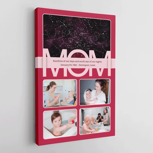 Mom Star Map Photo Collage Canvas Print Custom 4 Pictures
