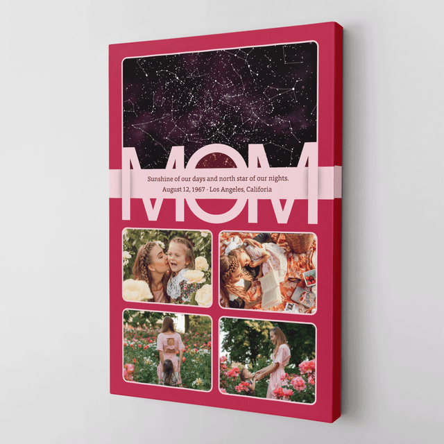 Mom Star Map Photo Collage Canvas Print Custom 4 Pictures