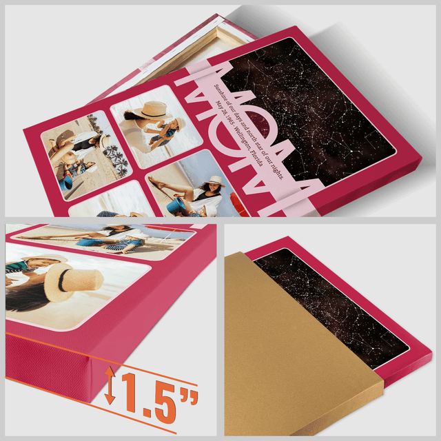 Mom Star Map Photo Collage Canvas Print Custom 4 Pictures