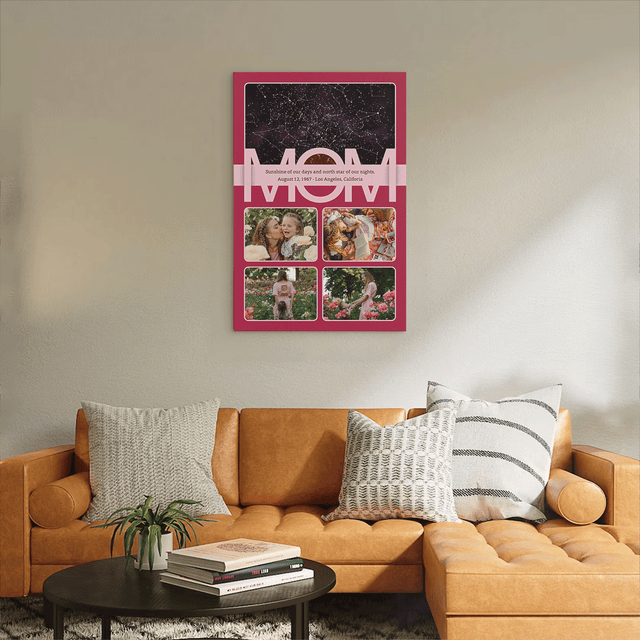 Mom Star Map Photo Collage Canvas Print Custom 4 Pictures