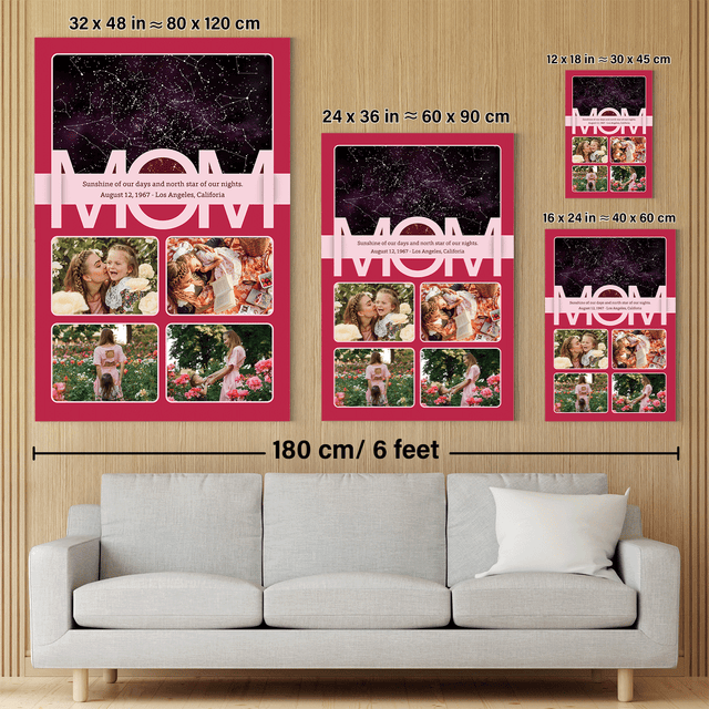 Mom Star Map Photo Collage Canvas Print Custom 4 Pictures