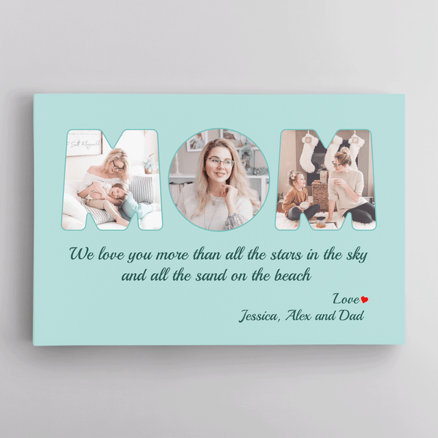 Mom Photo Canvas Print 3 Pictures Healing Colors Background
