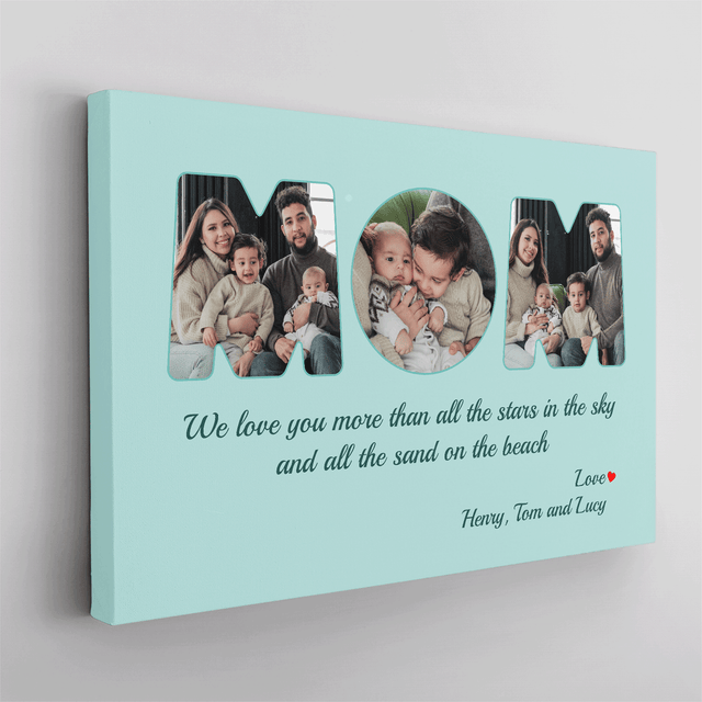 Mom Photo Canvas Print 3 Pictures Healing Colors Background