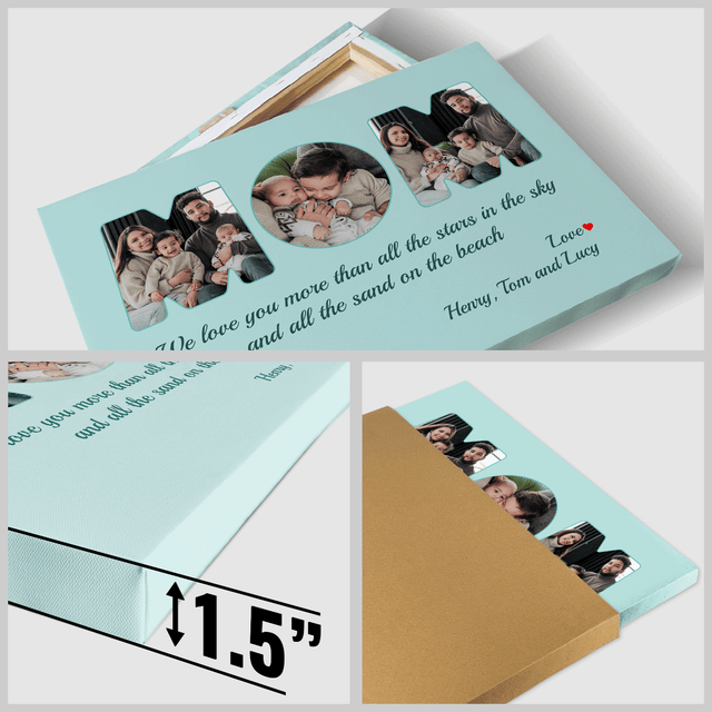 Mom Photo Canvas Print 3 Pictures Healing Colors Background