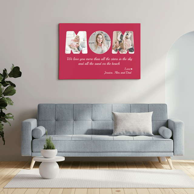 Mom Photo Canvas Print 3 Pictures Healing Colors Background