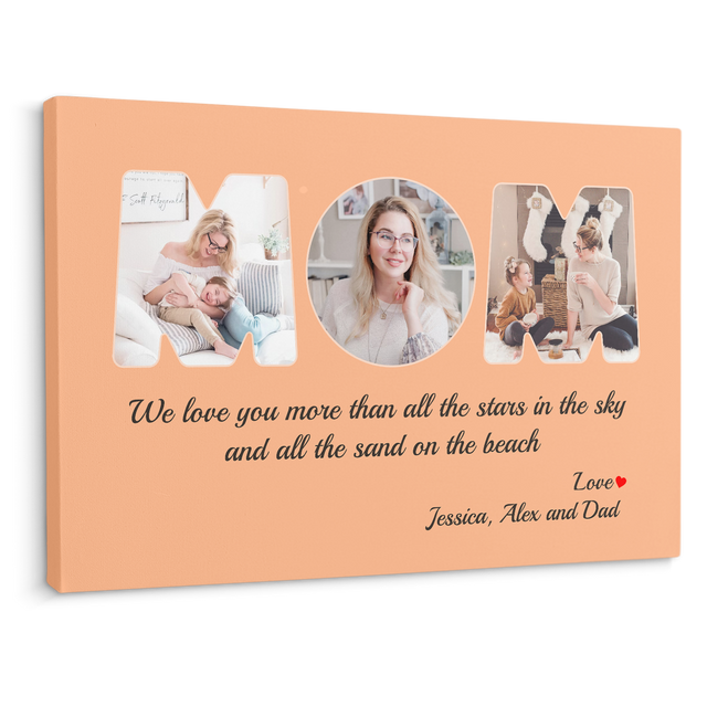 Mom Photo Canvas Print 3 Pictures Healing Colors Background