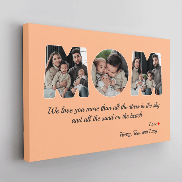 Mom Photo Canvas Print 3 Pictures Healing Colors Background