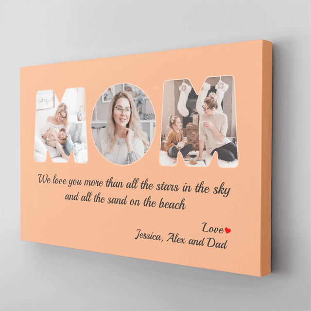 Mom Photo Canvas Print 3 Pictures Healing Colors Background