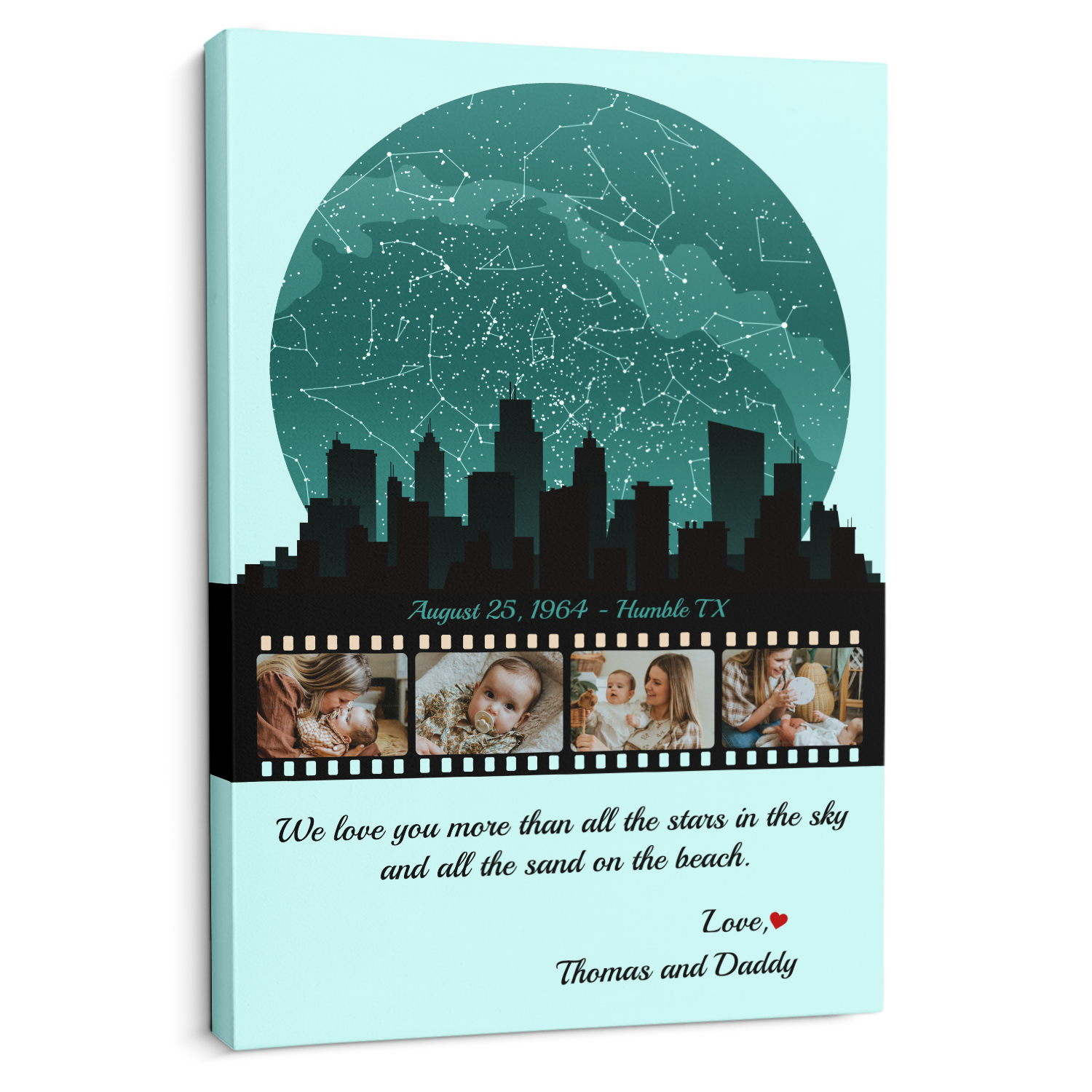 Mom Star Map Photo Collage Canvas Print Night City Design