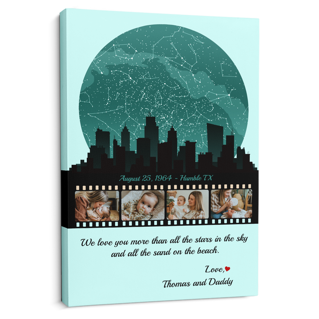 Mom Star Map Photo Collage Canvas Print Night City Design