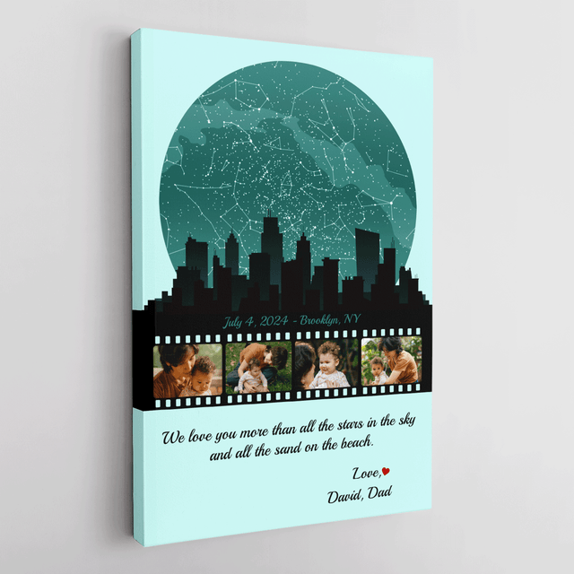 Mom Star Map Photo Collage Canvas Print Night City Design