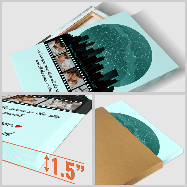 Mom Star Map Photo Collage Canvas Print Night City Design