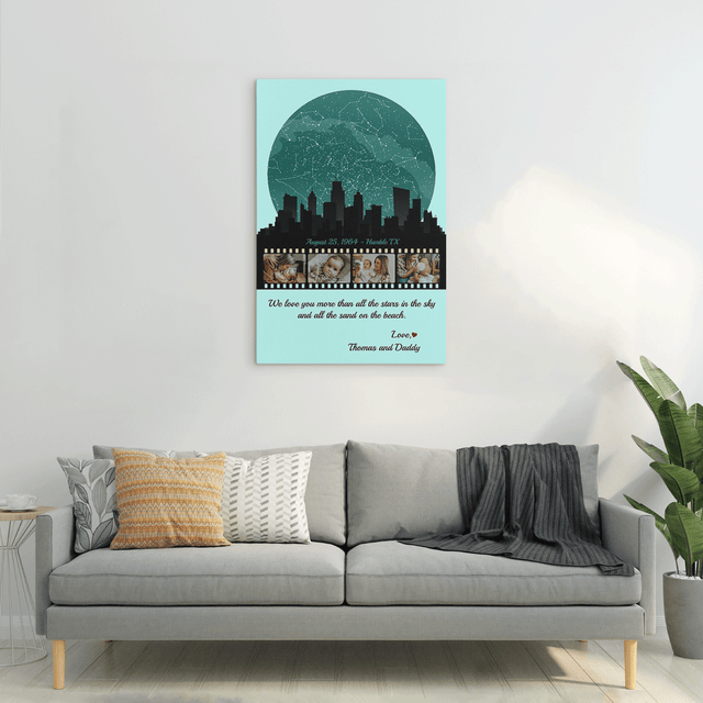 Mom Star Map Photo Collage Canvas Print Night City Design