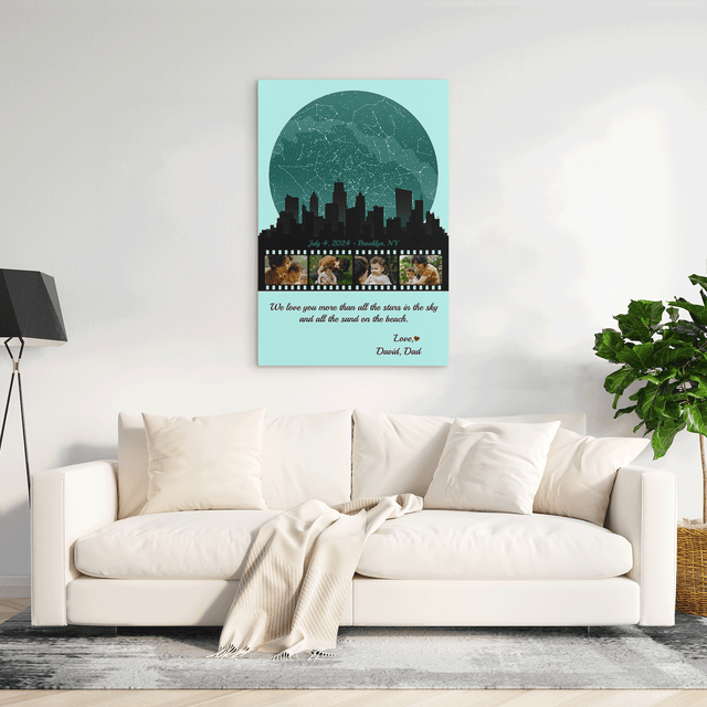 Mom Star Map Photo Collage Canvas Print Night City Design