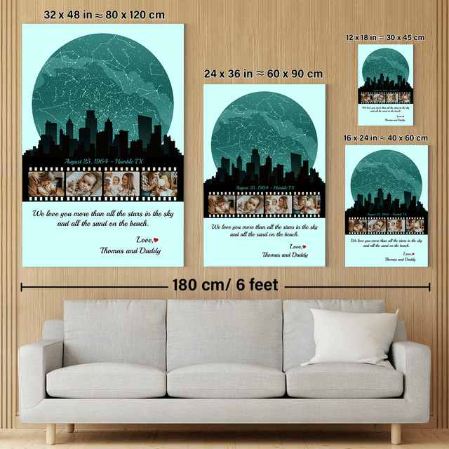 Mom Star Map Photo Collage Canvas Print Night City Design