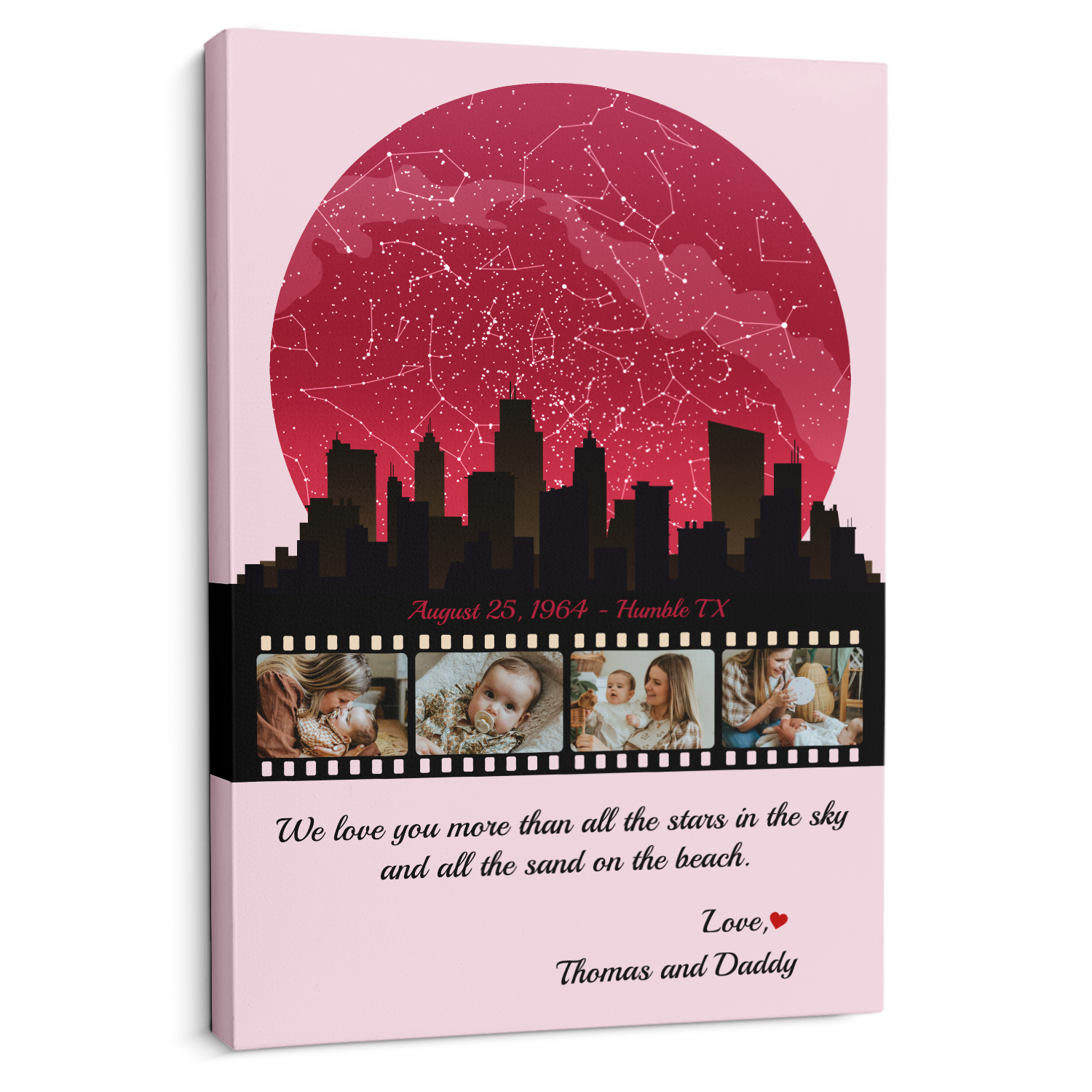 Mom Star Map Photo Collage Canvas Print Night City Design