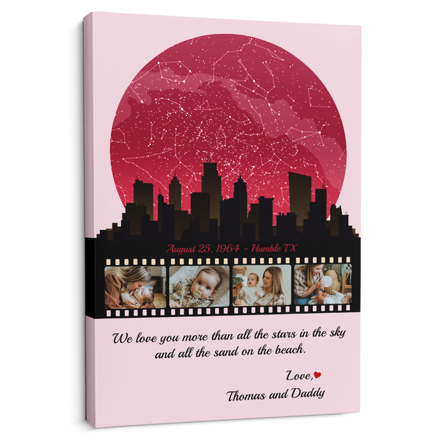 Mom Star Map Photo Collage Canvas Print Night City Design