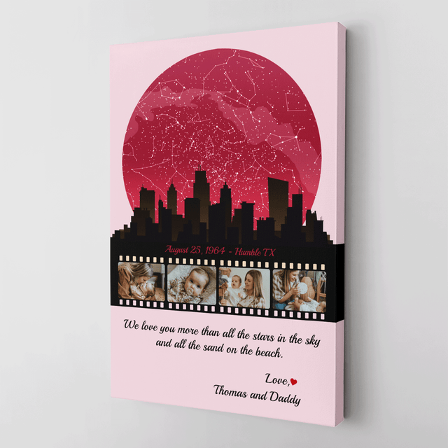 Mom Star Map Photo Collage Canvas Print Night City Design