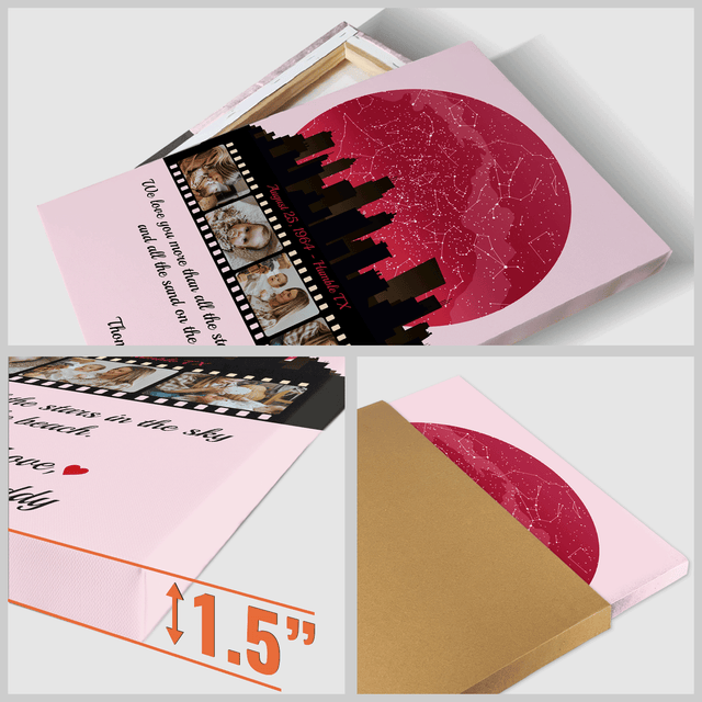 Mom Star Map Photo Collage Canvas Print Night City Design