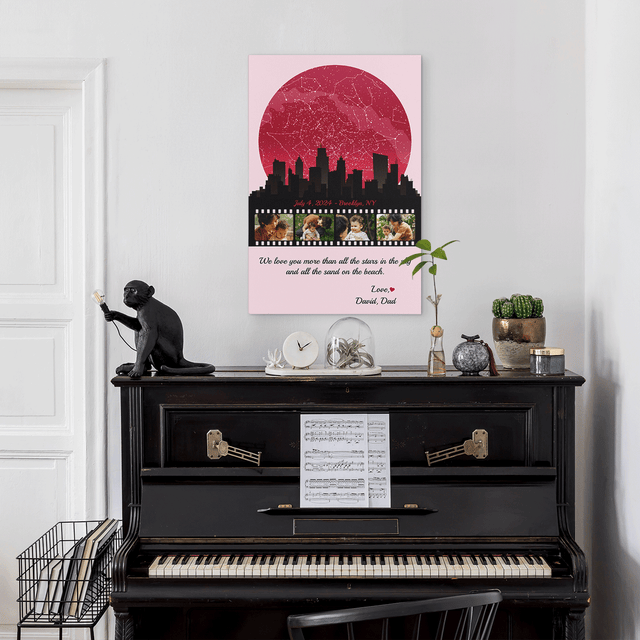 Mom Star Map Photo Collage Canvas Print Night City Design