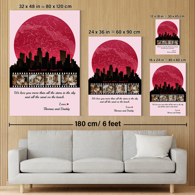 Mom Star Map Photo Collage Canvas Print Night City Design