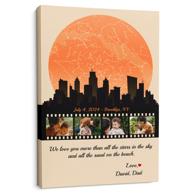 Mom Star Map Photo Collage Canvas Print Night City Design