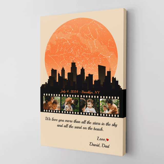 Mom Star Map Photo Collage Canvas Print Night City Design