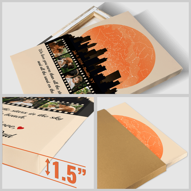 Mom Star Map Photo Collage Canvas Print Night City Design