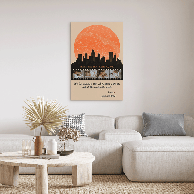 Mom Star Map Photo Collage Canvas Print Night City Design