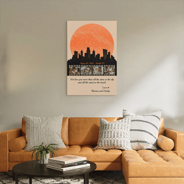 Mom Star Map Photo Collage Canvas Print Night City Design