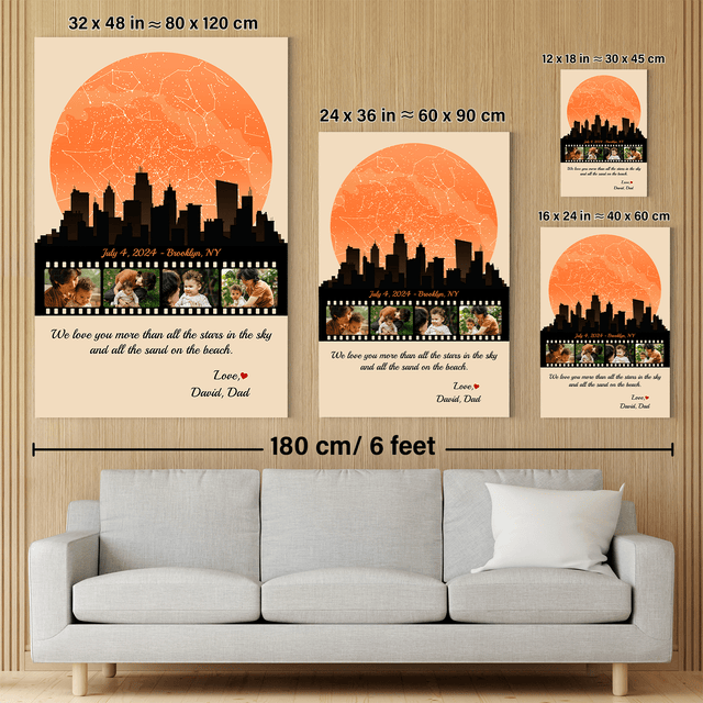 Mom Star Map Photo Collage Canvas Print Night City Design