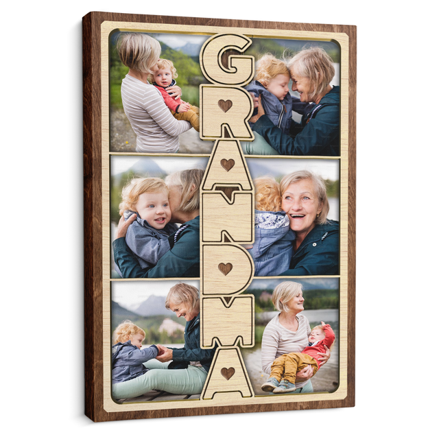 Grandma Photo Collage Canvas Print Custom 6 Pictures