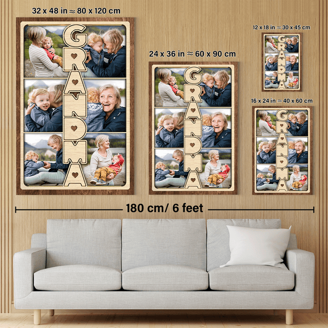 Grandma Photo Collage Canvas Print Custom 6 Pictures