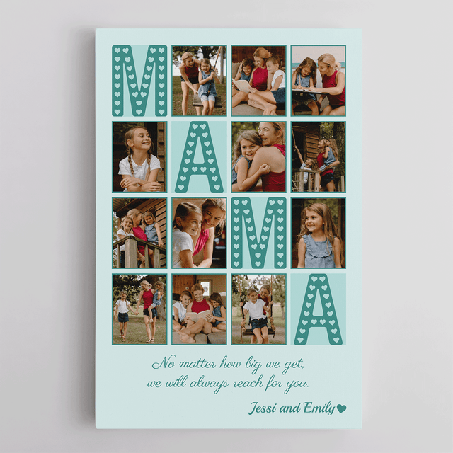 Mama Photo Collage Canvas Print Custom 12 Pictures