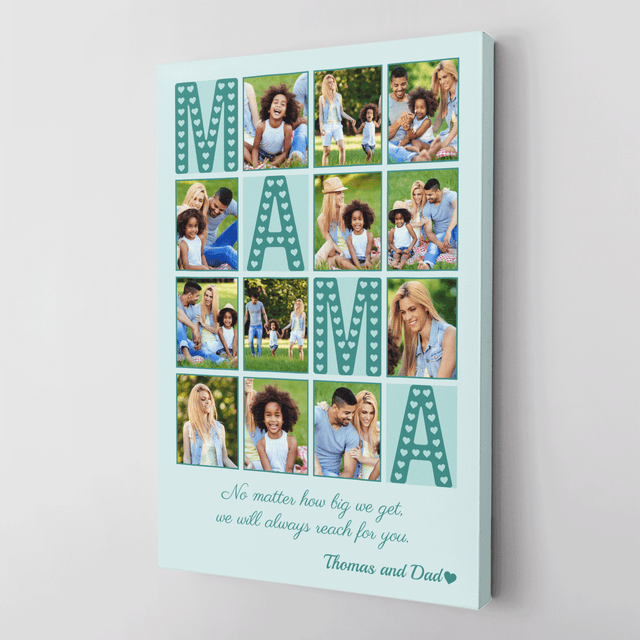 Mama Photo Collage Canvas Print Custom 12 Pictures