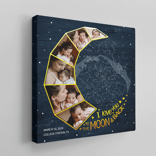 Mom Star Map Photo Collage Canvas Print Moon Design
