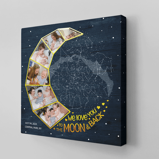 Mom Star Map Photo Collage Canvas Print Moon Design