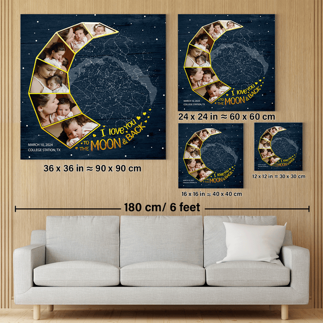 Mom Star Map Photo Collage Canvas Print Moon Design