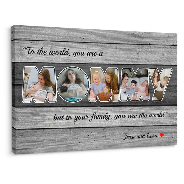 Mommy Photo Canvas Print 5 Pictures Grey Wood Background
