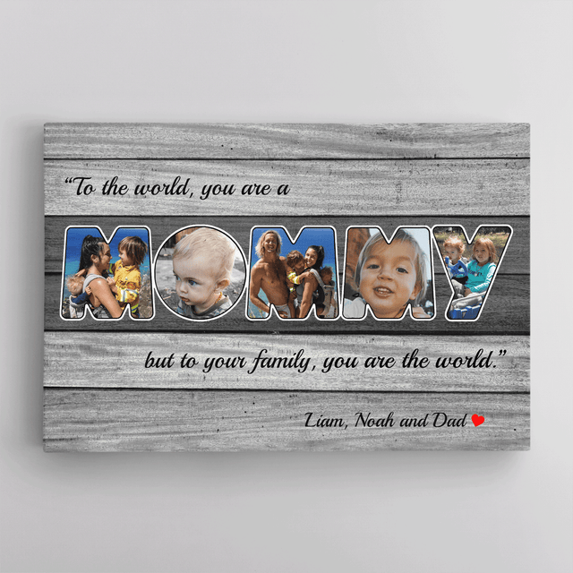 Mommy Photo Canvas Print 5 Pictures Grey Wood Background