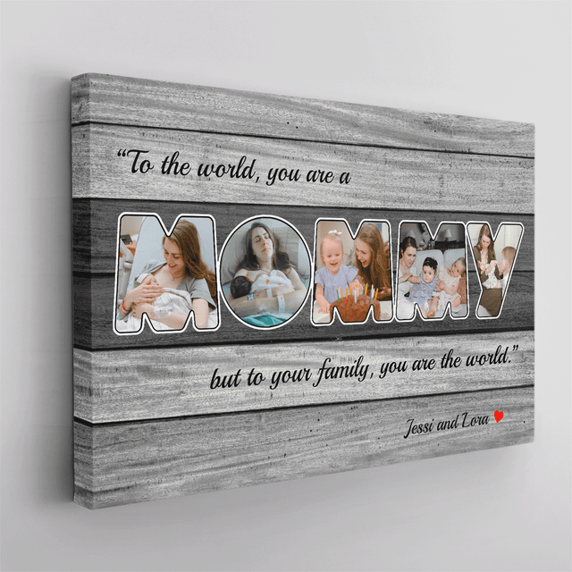 Mommy Photo Canvas Print 5 Pictures Grey Wood Background
