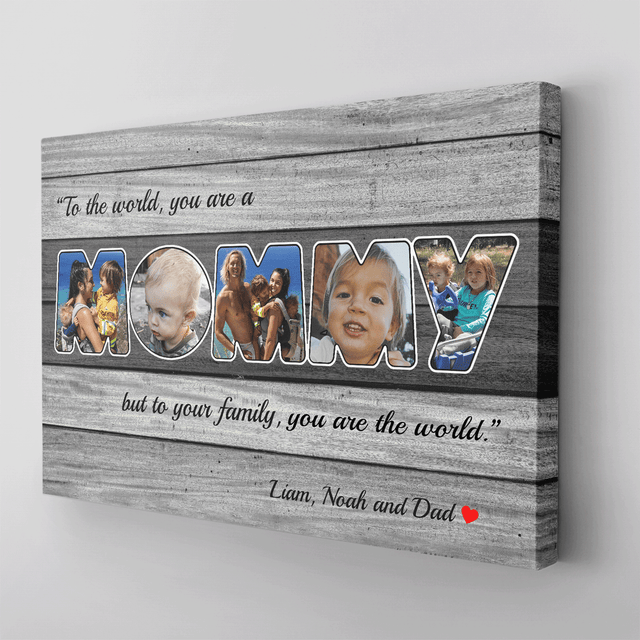Mommy Photo Canvas Print 5 Pictures Grey Wood Background